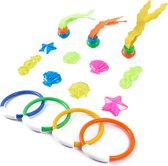 Set de 15x jouets de plongée en plastique de couleur - speelgoed de piscine - Jouets aquatiques - Jouets de plongée