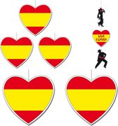 6-delige hou van Spanje versiering set hartjes van 14 cm en 28 cm en grote Spaanse thema hanger - vlaggen decoraties