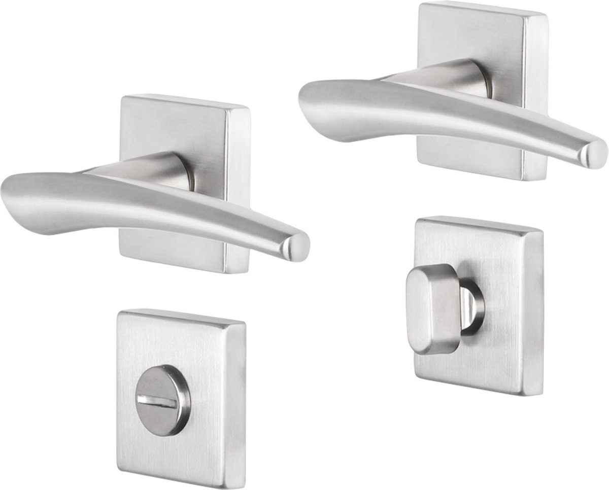 Deurkruk - Impresso Sheffield - Voor binnen - Vierkant met vierkant toiletrozet - RVS - 2 stuks