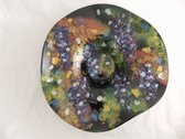 Ronde schaal - 46 cm rond - schaal glas hoed - Grape - decoratief glaswerk
