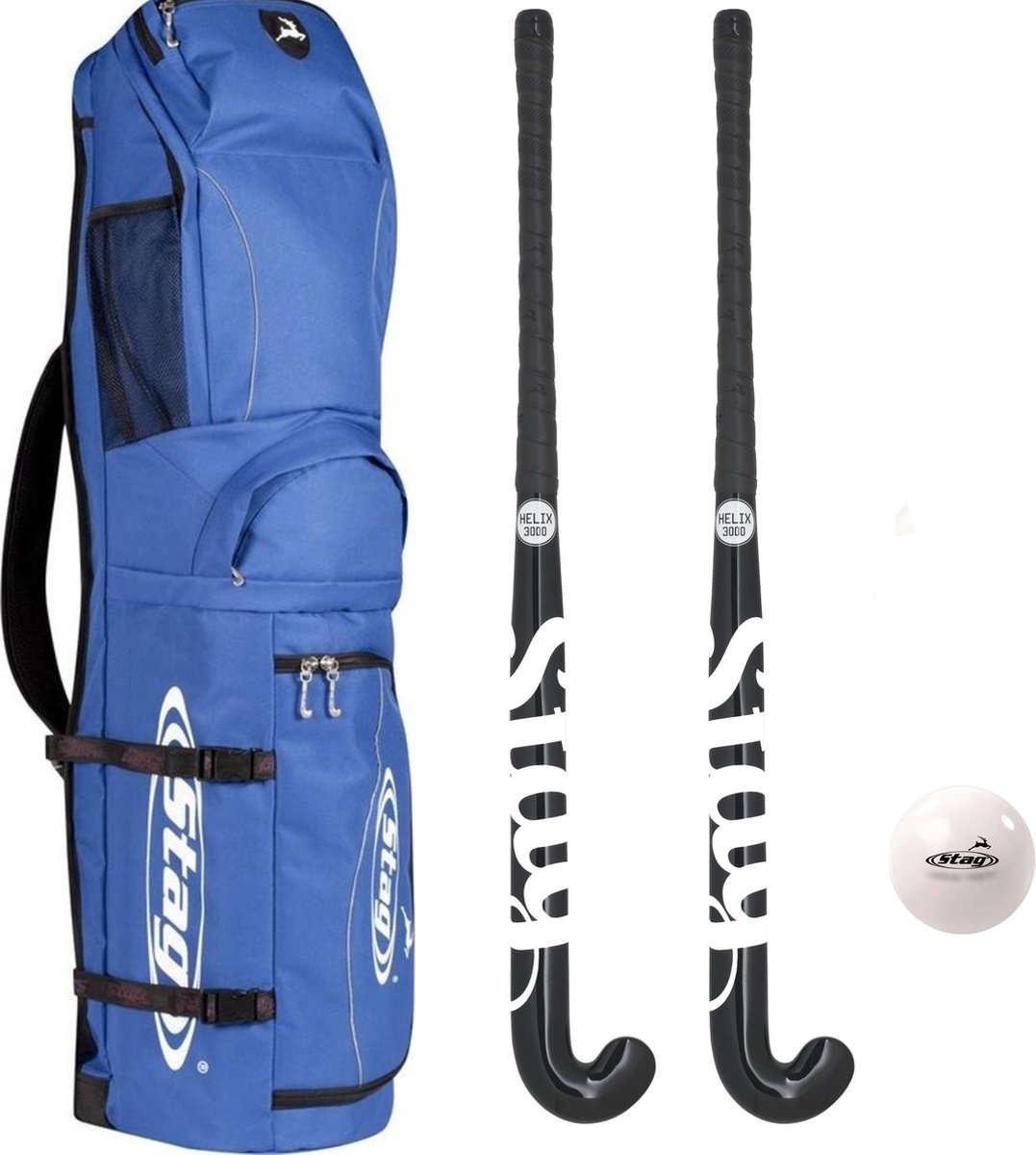Stag Hockey set - Helix 3000 Hockeystick - Hockeytas - Training Hockeybal - Blauw