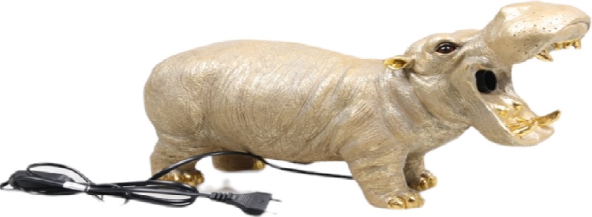 Tafellamp - nijlpaard - goud - 37.5x15x25 cm -
