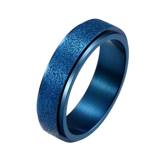 Despora - Anxiety Ring - (Glitter) - Stress Ring - Fidget Ring - Draaibare Ring - Spinning Ring - Spinner Ring - Blauwkleurig RVS - (15.75 mm / maat 49)
