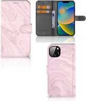 GSM Hoesje iPhone 14 Plus Flip Case Marble Pink