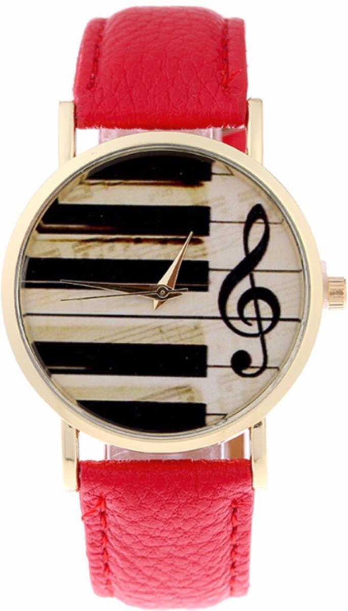 Hidzo Horloge Piano - Ø 37 mm - Donker Roze - Kunststof