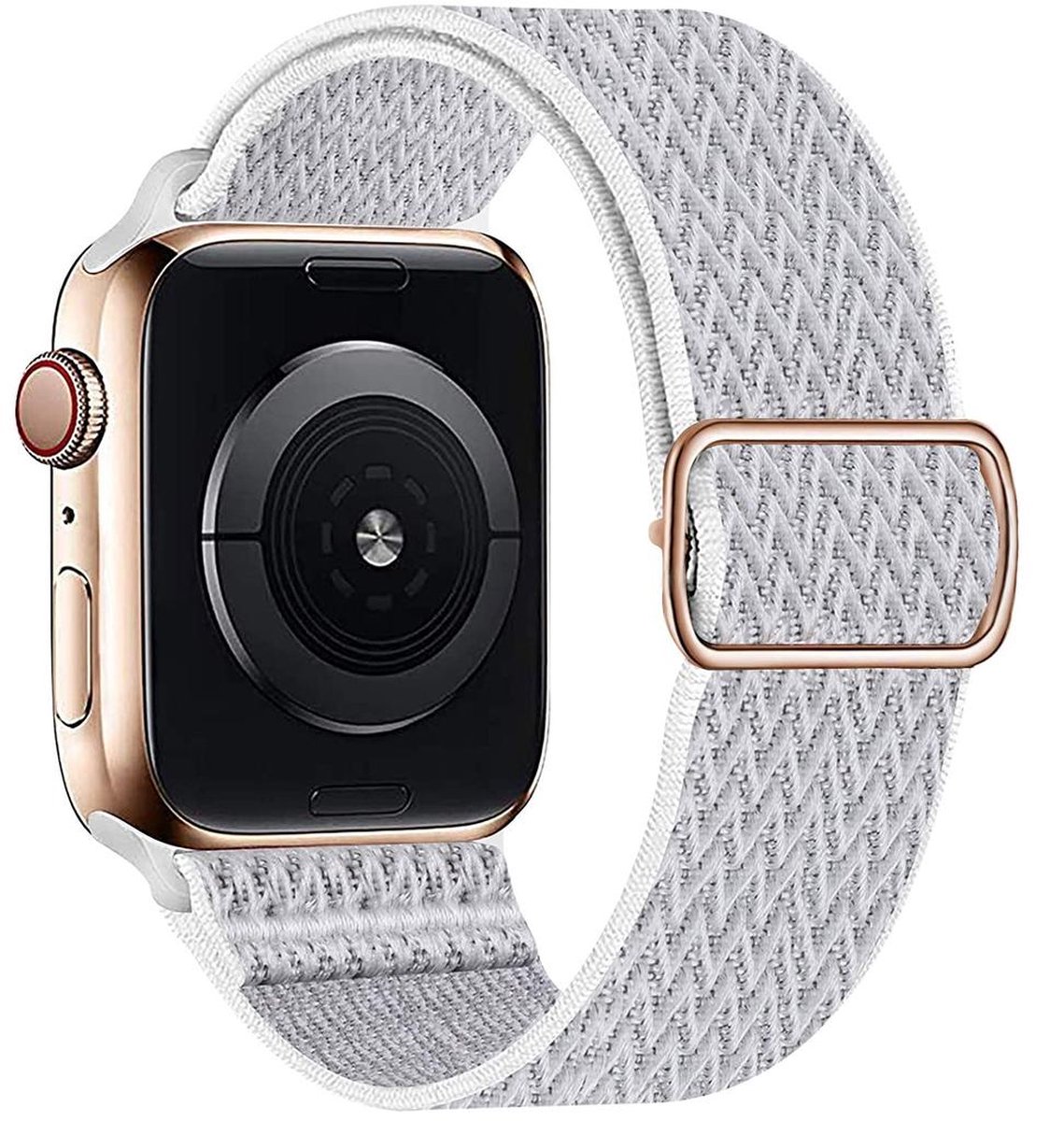 Smart Watch elastische nylon loop band - Geschikt voor Apple Watch bandje 42 - 44 -45 mm - Series 1 2 3 4 5 6 7 SE - Smartwatch iWatch horloge band - 42mm 44mm 45MM - elastische NYLON - WIT