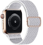 Smart Watch elastische nylon loop band - Geschikt voor Apple Watch bandje 42 / 44 /45 mm - Series 1 2 3 4 5 6 7 SE - Smartwatch iWatch horloge band - 42mm 44mm 45MM - elastische NYLON - WIT