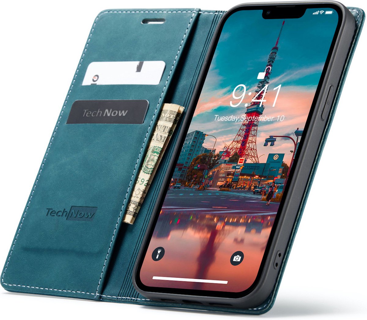 Hoesje geschikt voor iPhone 14 - Book Case Leer Slimline Blauw