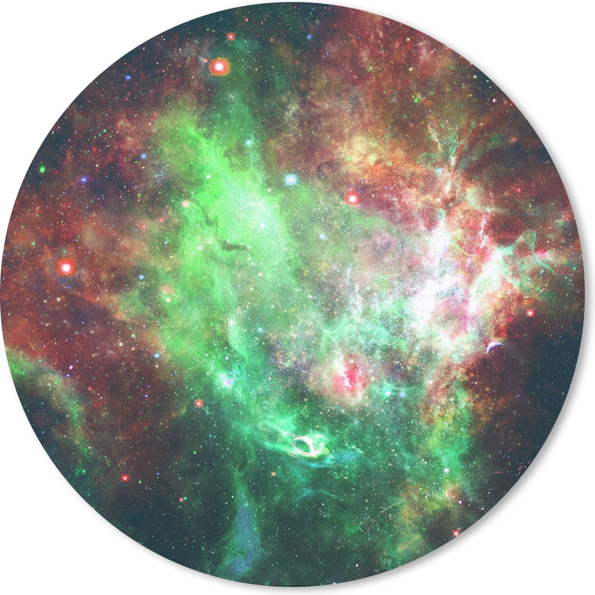 Muismat rond 50x50 cm - Mousepad Ruimte - Rood - Groen - Ronde muismatten