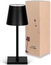 Signity® Mini Oplaadbare Tafellamp - Tafellamp Slaapkamer En Woonkamer - Draadloze Tafellamp Voor Binnen en Buiten - Draadloze Tafellamp op Batterijen- Tafellamp Oplaadbaar - Tafellamp Zwart - 26cm