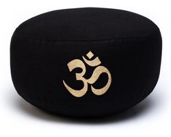 Yogi & Yogini - Meditatiekussen Zwart met Ohm-symbool - Biologisch Katoen