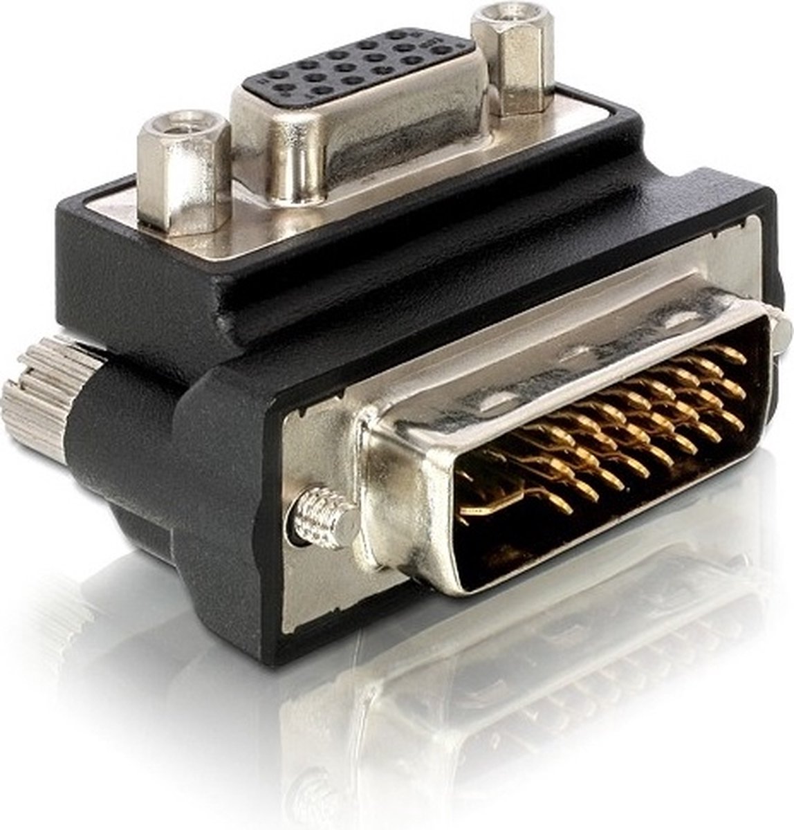 DVI-I (m) naar VGA (v) adapter - 90° haaks naar boven / zwart