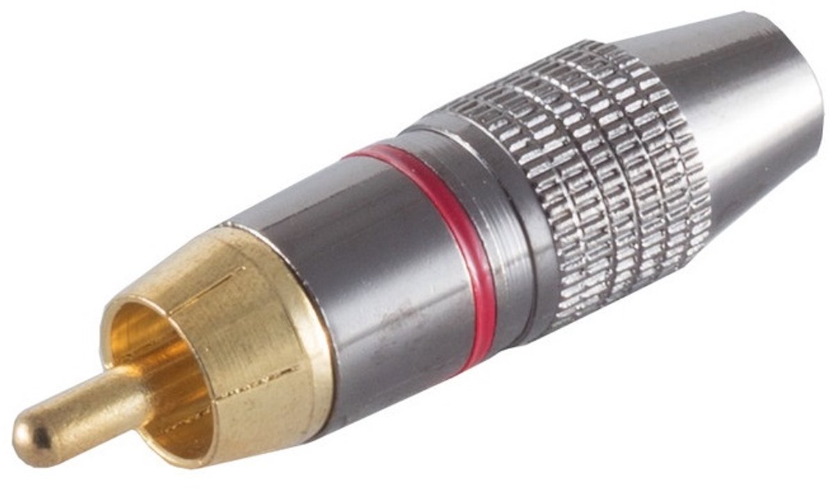 Premium Tulp (m) audio/video connector - tot 7mm - verguld - brons / rood