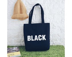 Katoenen Tote Bag met rits BLACK - Groot 42x39cm - CadeauOnline