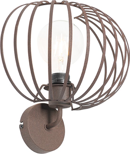 QAZQA johanna - Design Wandlamp voor binnen - 1 lichts - D 20 cm - Roestbruin - Woonkamer | Slaapkamer | Keuken