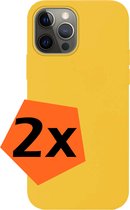 Hoesje Geschikt voor iPhone 14 Pro Max Hoesje Siliconen Cover Case - Hoes Geschikt voor iPhone 14 Pro Max Hoes Back Case - 2-PACK - Geel