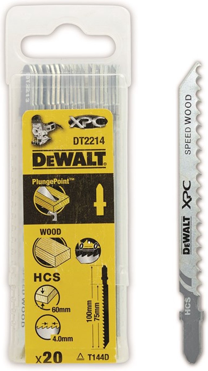 DeWALT Decoupeerzaagblad voor Hout (20 stuks) - T 144 D - DT2214