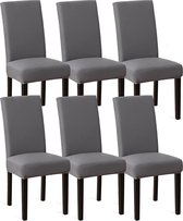 Housses de siège - Housse de chaise de salle à manger - 6 pièces - Grijs - Protégez vos chaises avec style