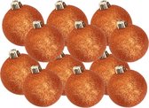 Set de Décorations de Noël de Noël boules de Noël scintillantes en orange paquet de 6 et 8 cm - 30x pcs