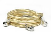 NIEUW - Jolla - dames wikkelarmband - zilver - touw - bedels - Charm Rope Wrap - Goud
