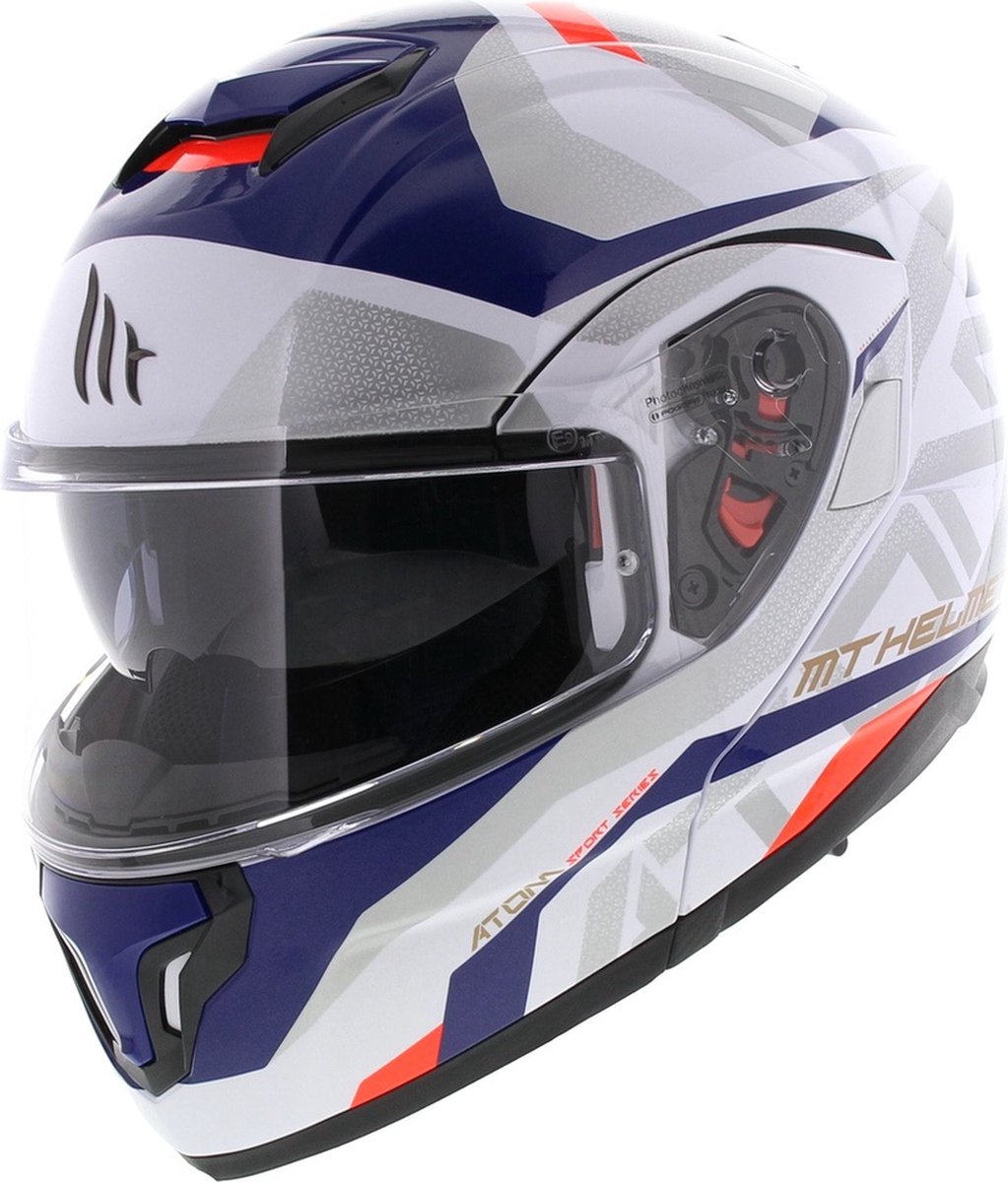 MT Atom Skill SV Systeemhelm glans wit blauw rood S
