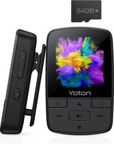 YOTON MP3-speler YM03 Bluetooth MP3-speler 72 GB met Clip - HiFi-geluid - FM-radio - Stappenteller - Stemrecorder - eBook - 64 GB TF-kaart inbegrepen