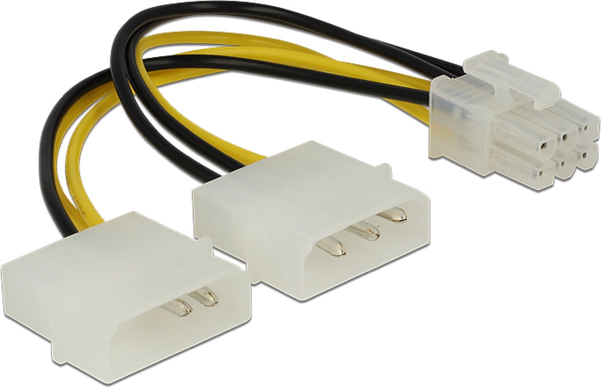 PCIe 6-pins (m) - 2x Molex 4-pins (m) voedingsadapter - 0,15 meter