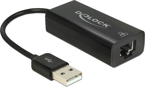 Foto: Delock usb a naar rj45 fast ethernet lan adapter usb2 0 cat5 zwart 0 10 meter