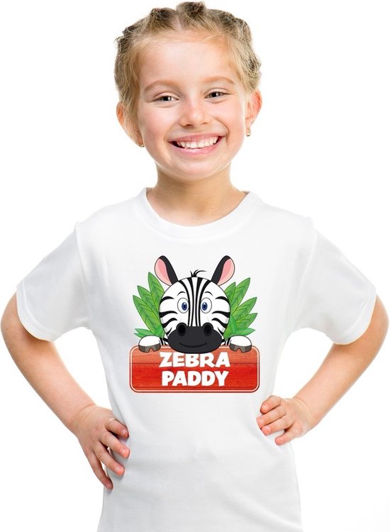 Paddy de zebra t-shirt wit voor kinderen - unisex - zebra shirt - kinderkleding / kleding 134/140