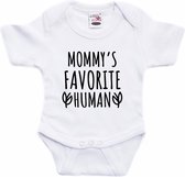 Mommys favourite human tekst baby rompertje wit jongens en meisjes - Kraamcadeau/ Moederdag - Babykleding 68