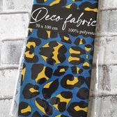 Deco Stof, 100% Polyester, quilten, patchwork, embroidery, 70 x 100 cm, Dieren print cheeta geel met blauw en zwart