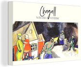 Canvas - Canvas schilderij - Chagall - Winter - Dorp - Gezin - Schilderij - Kunst - Muurdecoratie - Canvas schildersdoek - 30x20 cm