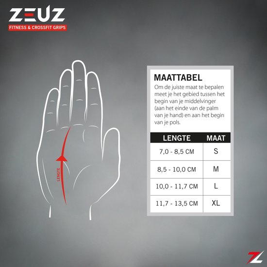 ZEUZ Grips – Sport Handschoenen – Geschikt voor CrossFit, Fitness, Turnen & Gymnastics – Zwart – Maat M - ZEUZ