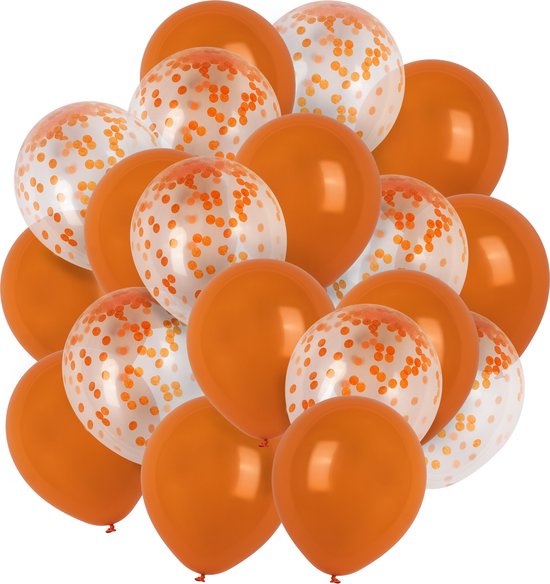 GBG 40 stuks Oranje Ballonnen met Lint – Decoratie – Feestversiering - Papieren Confetti – Orange - Orange Latex - Verjaardag - Nederlands Elftal - Feest - WK2022 - Koningsdag - Kings day