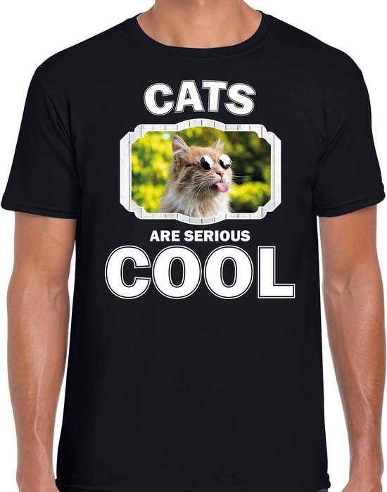 Dieren katten t-shirt zwart heren - cats are serious cool shirt - cadeau t-shirt gekke poes/ katten liefhebber M
