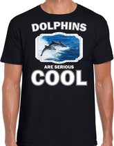 Dieren dolfijnen t-shirt zwart heren - dolphins are serious cool shirt - cadeau t-shirt dolfijn groep/ dolfijnen liefhebber L