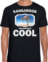 Dieren kangoeroes t-shirt zwart heren - kangaroos are serious cool shirt - cadeau t-shirt kangoeroe/ kangoeroes liefhebber XL