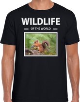 Dieren foto t-shirt Eekhoorn - zwart - heren - wildlife of the world - cadeau shirt Eekhoorns liefhebber XXL