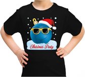 Foute kerst shirt / t-shirt coole blauwe kerstbal christmas party zwart voor kinderen - kerstkleding / christmas outfit 104/110