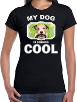 Jack russel honden t-shirt my dog is serious cool zwart - dames - Jack russel terriers liefhebber cadeau shirt XXL