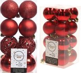 Kerstversiering kunststof kerstballen rood 4-6 cm pakket van 32x stuks - Kerstboomversiering
