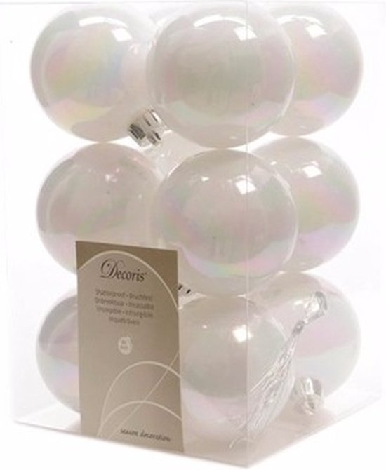 Décorations de Noël de Noël Boules de Noël en plastique nacre blanche 4-6 cm paquet de 40x pièces - Décorations Décorations pour sapins de Noël