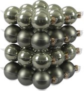 72x Graniet groene glazen kerstballen 6 cm - mat/glans - Kerstboomversiering graniet groen mat en glanzend