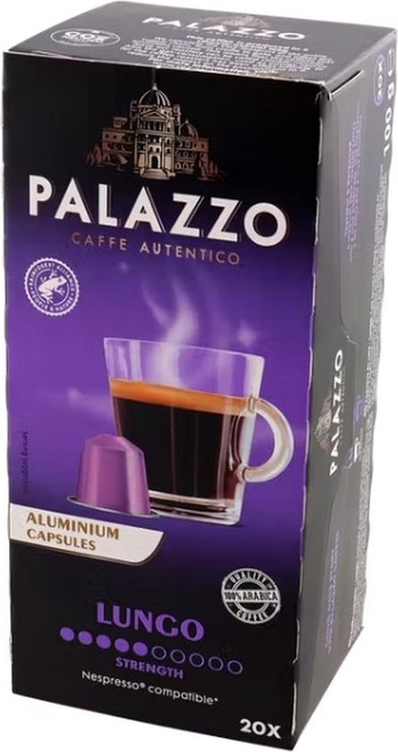 Koffiecups Cafe Autentico LUNGO 2 x 20 cups - Koffiecapsules - Gebrande gemalen koffie in cups - Geschikt voor NESPRESSO ® apparaten / Sterkte 7