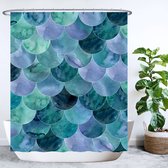 Rideau de Douche Ulticool - Scales Mermaid Waves - 180 x 200 cm - avec 12 anneaux - Blauw Vert