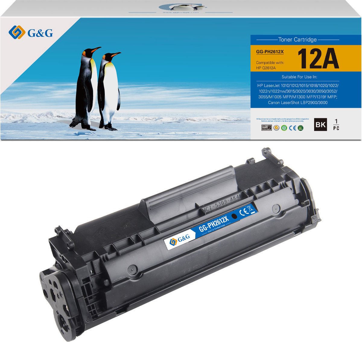 G&G Q2612A XL toner compatibel met HP 12A Tonercartridge Zwart 1 stuck (s) hoge capaciteit Huismerk