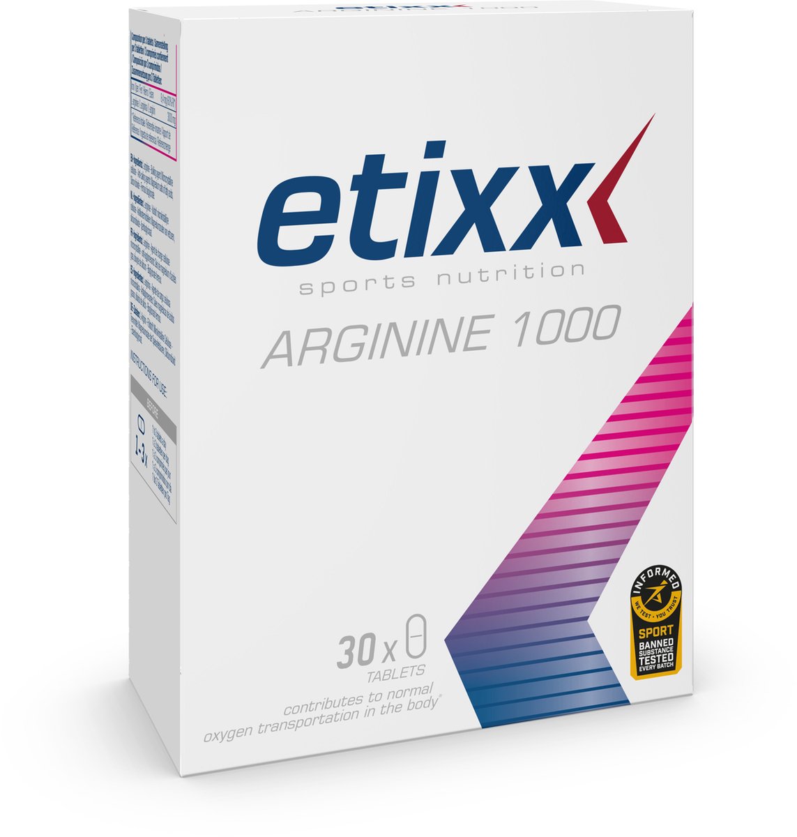 Goedkoopste Etixx Arginine 1000 - Sports Nutrition - Supplementen - 30 tabletten - Bevat Ijzer - Voor duursporters - Semi-Essentieel Aminozuur - Vegan