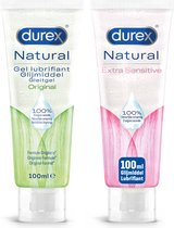 Durex - Lubrifiants 200ml - Natural 1x100ml - Natural Extra Sensible 1x100ml - Pack économique