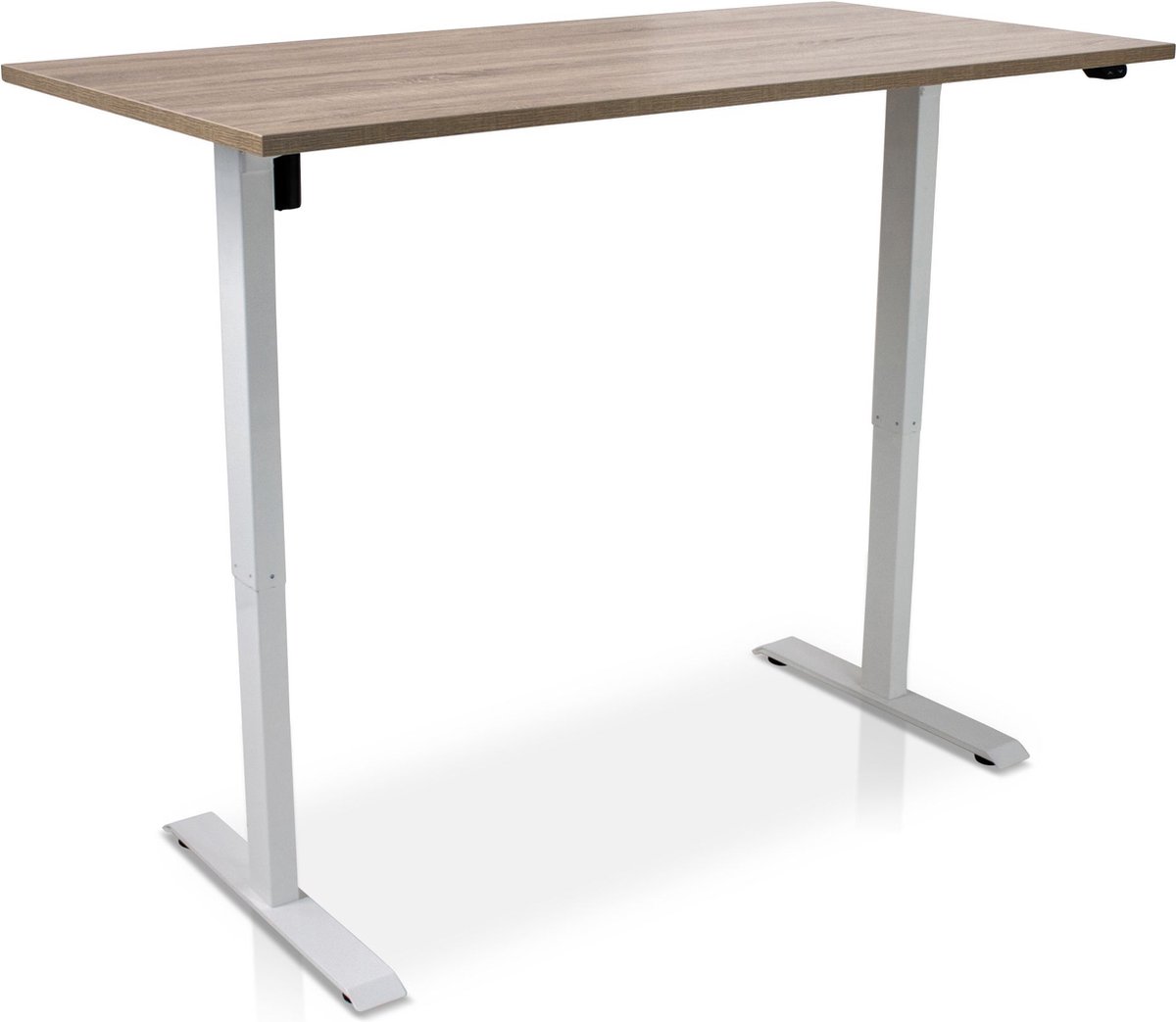 Zit-sta bureau elektrisch verstelbaar - MRC EASY | 160 x 80 cm | inclusief stekkerdoos en kabelklemmen | frame wit - blad midden eiken