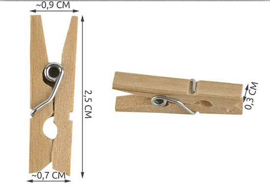 Mini Épingles à linge à Linge Bois - 25MM - 100 pièces